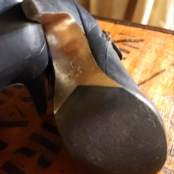 ITALIAN  LEATHER (vero curo) DOlCE VITA BLACK OPEN TOE SIDE ZIP BOOTS - Picture 14 of 16